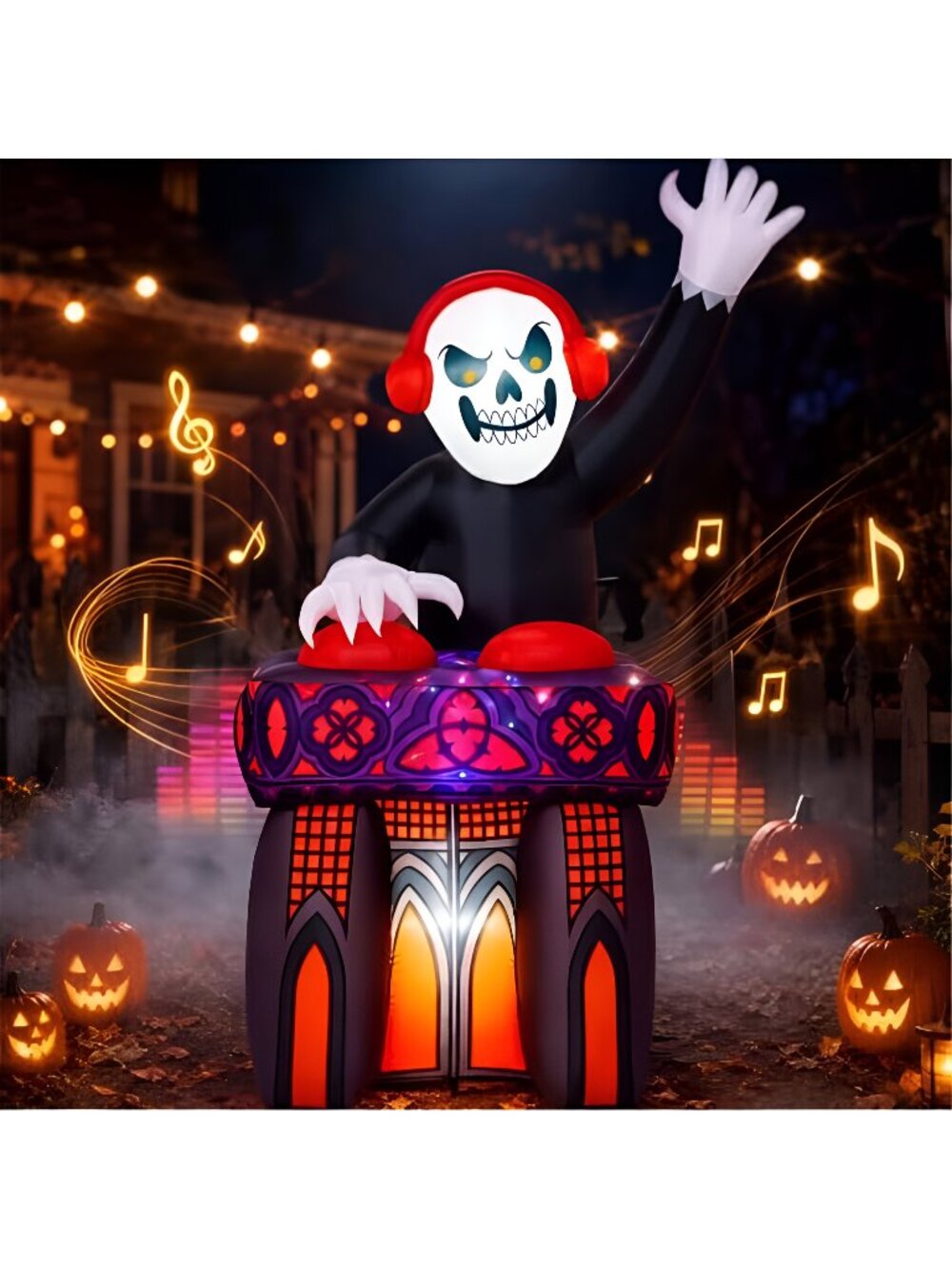 JOYIN 6FT DJ Skeleton Inflatable Decoration with Music Speaker & Music Track,